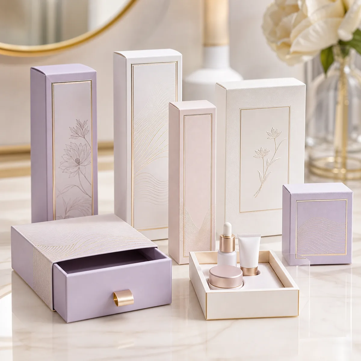 cosmetic packaging boxes for skincare beauty and perfume paper packaging